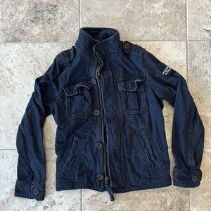Abercrombie & Fitch Y2K Vintage Cotton Military Cargo Jacket in Navy Blue, S
